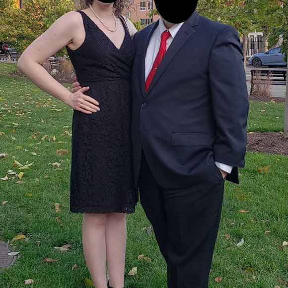 EUC J. Crew Black Lace V-neck Midi Cocktail Party Dress Size 6 - Picture 2 of 7